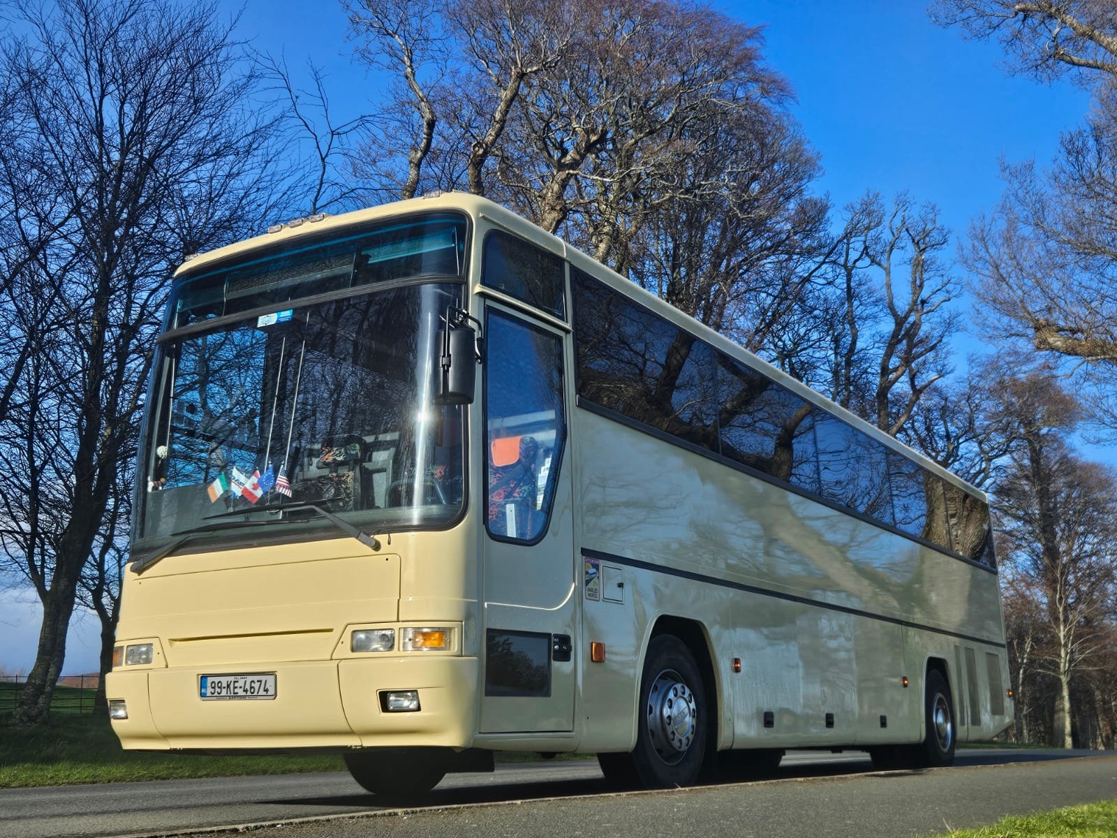 Paynes large cream Volvo coach
